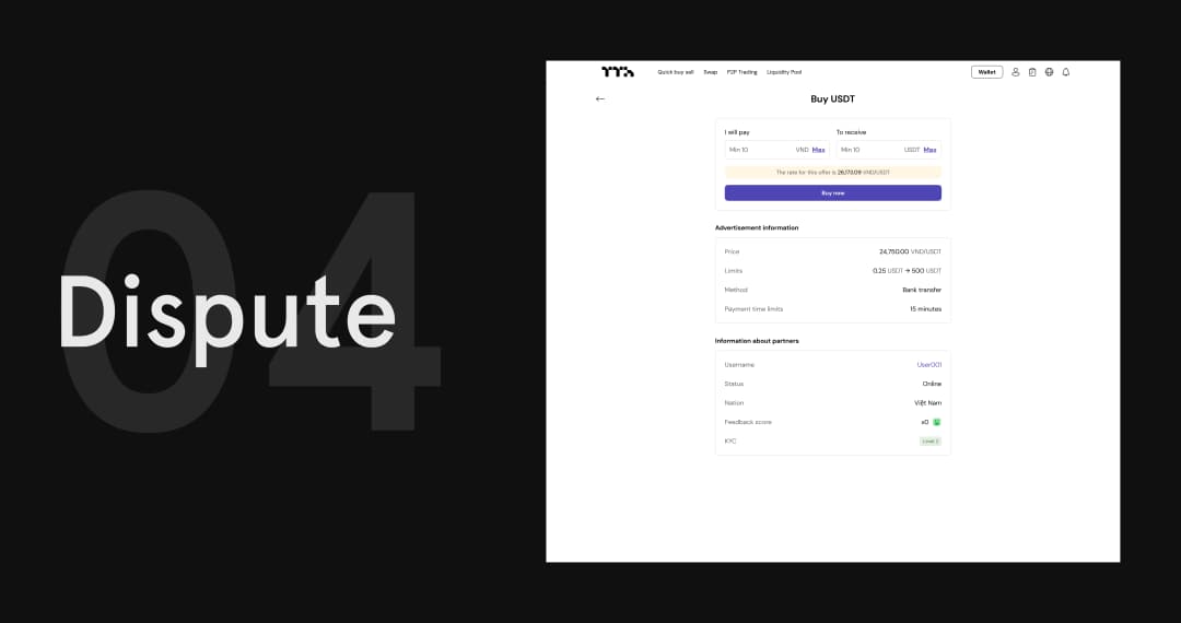 TetherTradeHub Dispute screen
